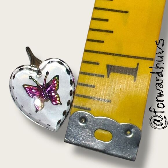 Bundle Sale 3 for $15 | Heart-Shaped Glass Pendant with Glitter Butterfly - Picture 6 of 7